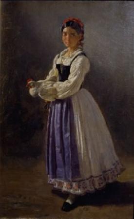 Filippo Palizzi Figura di donna con una gallina fra le mani oil painting image